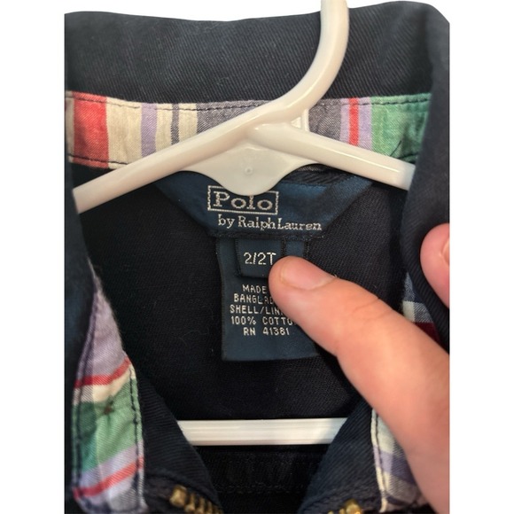 Polo Ralph Lauren Toddler Jacket Navy Blue Red Logo Cotton Size 2/2T - Picture 4 of 5